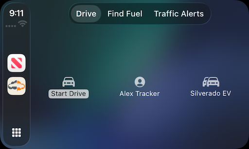 AutoDrive on Apple CarPlay — Drive tab